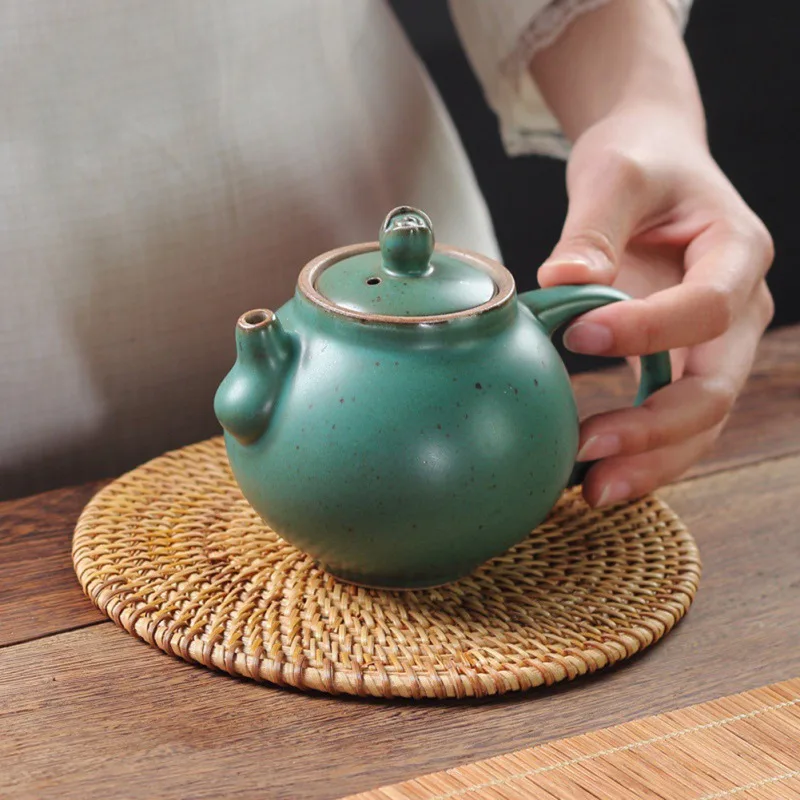Rattan Braided Placemat Coasters Pad Kitchen Table Mats Hand-made Coaster Bowl Mats Padding Mat Insulation Pad Round Placemats
