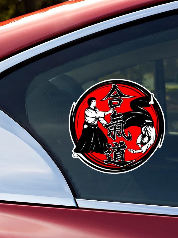 V68 # Автомобильная наклейка Aikido Hieroglyph бойцов водонепроницаемая виниловая