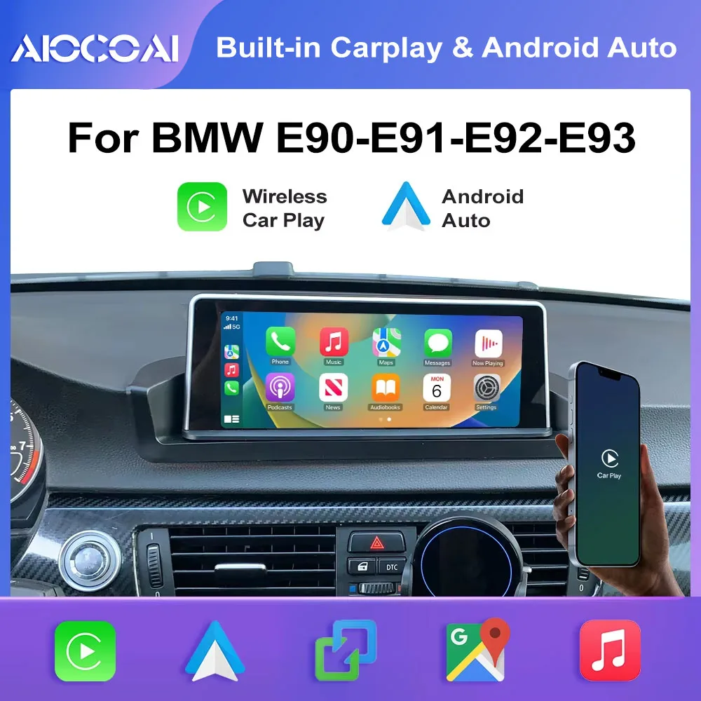 

AIOCOAI Linux беспроводной CarPlay Android автоматический экран автомобильный мультимедийный дисплей для BMW 3 серии E90 E91 E92 E93 без OEM монитора