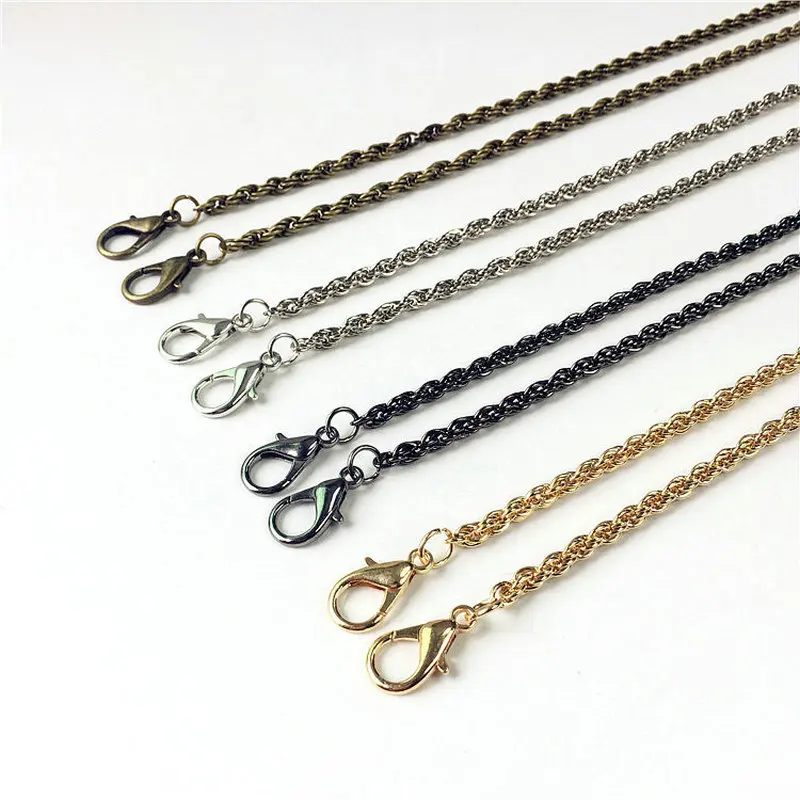 10pcs/lot 120cm Metal Chain Handle with Buckle for Handbag Purse DIY Handles Clasps Shoulder Straps Bag Parts Accessories