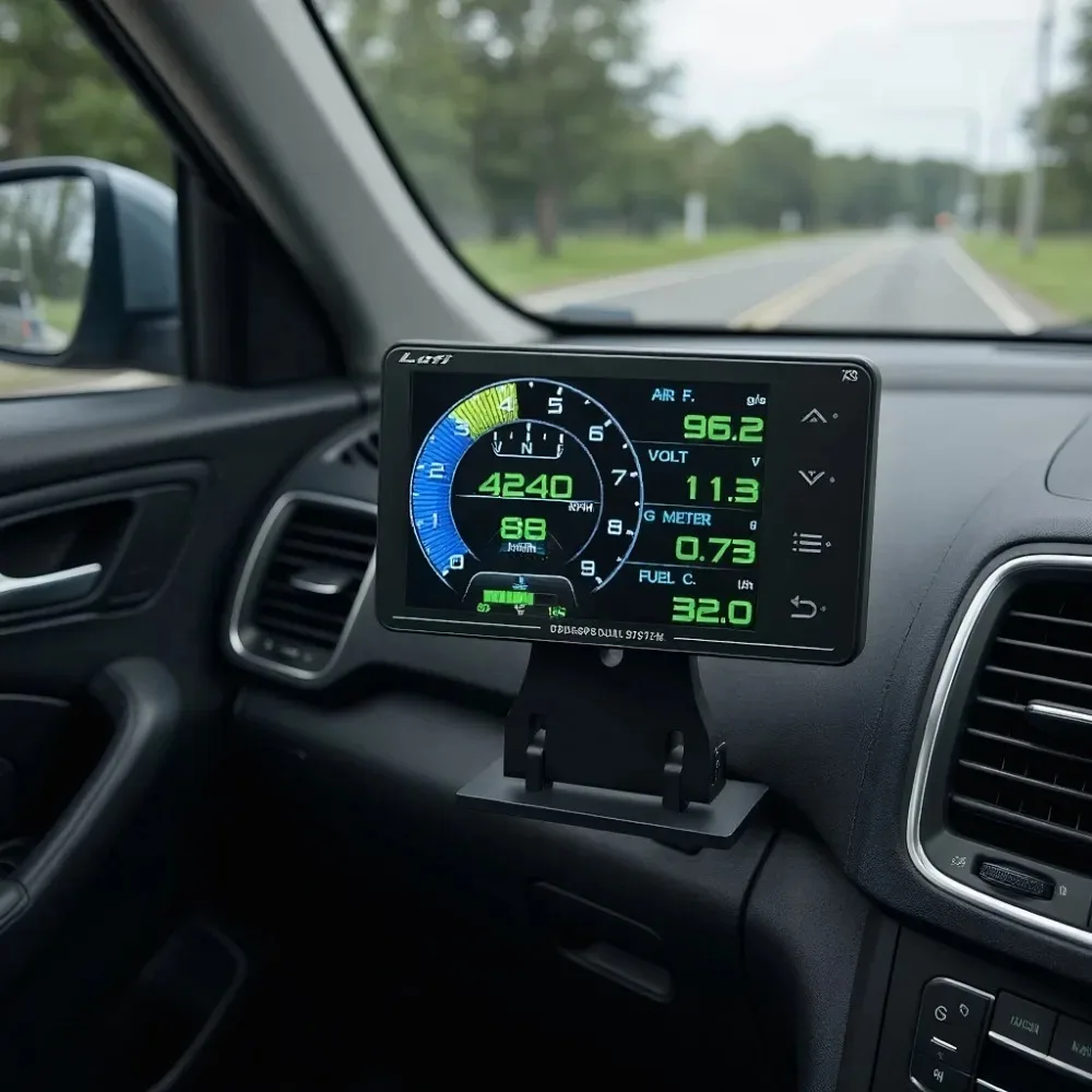 Фото Новый многофункциональный прибор Lufi Gauge XS OBD + GPS для автомобиля: измерение температуры воды, температуры турбонаддува, температуры масла, гравитационного ускорения (G-значения), гироскопа, с ЖК-дисплеем №2