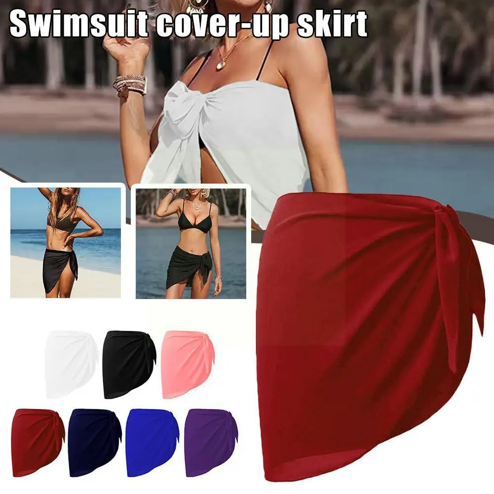 

Sexy Womens Sarong Dress Swimwear Bikini Beach Wear Chiffon Cover-Up Wrap Skirt Color Pareo Cover Candy Swimsuit Wrap Up Sc C2U3