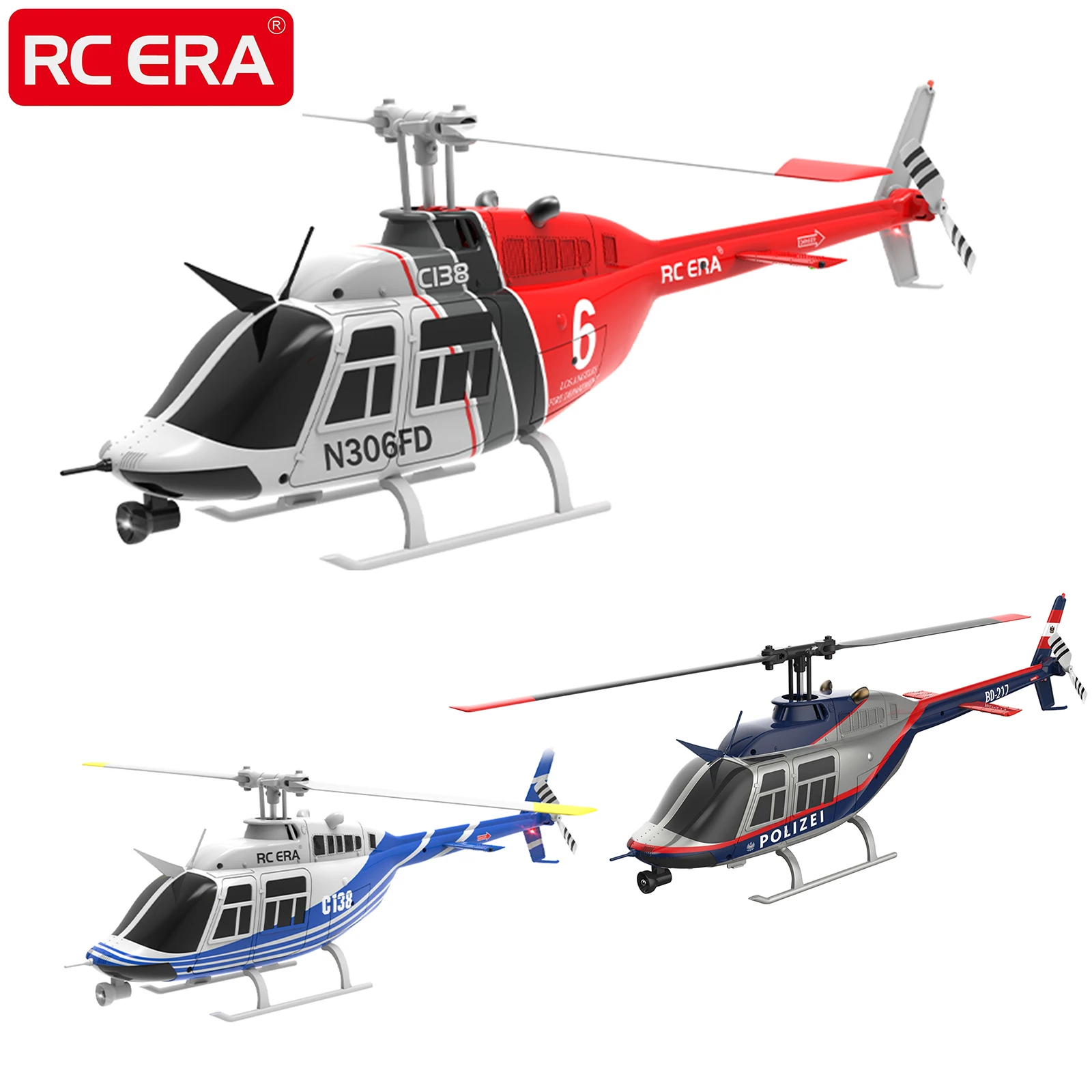 Фото RC ERA C138 BELL 206 Jet Ranger 6-осевой гироскоп, стабилизированный удержание высоты, 4-канальный радиоуправляемый вертолет, хобби для взрослых RTF VS XK K123 №1