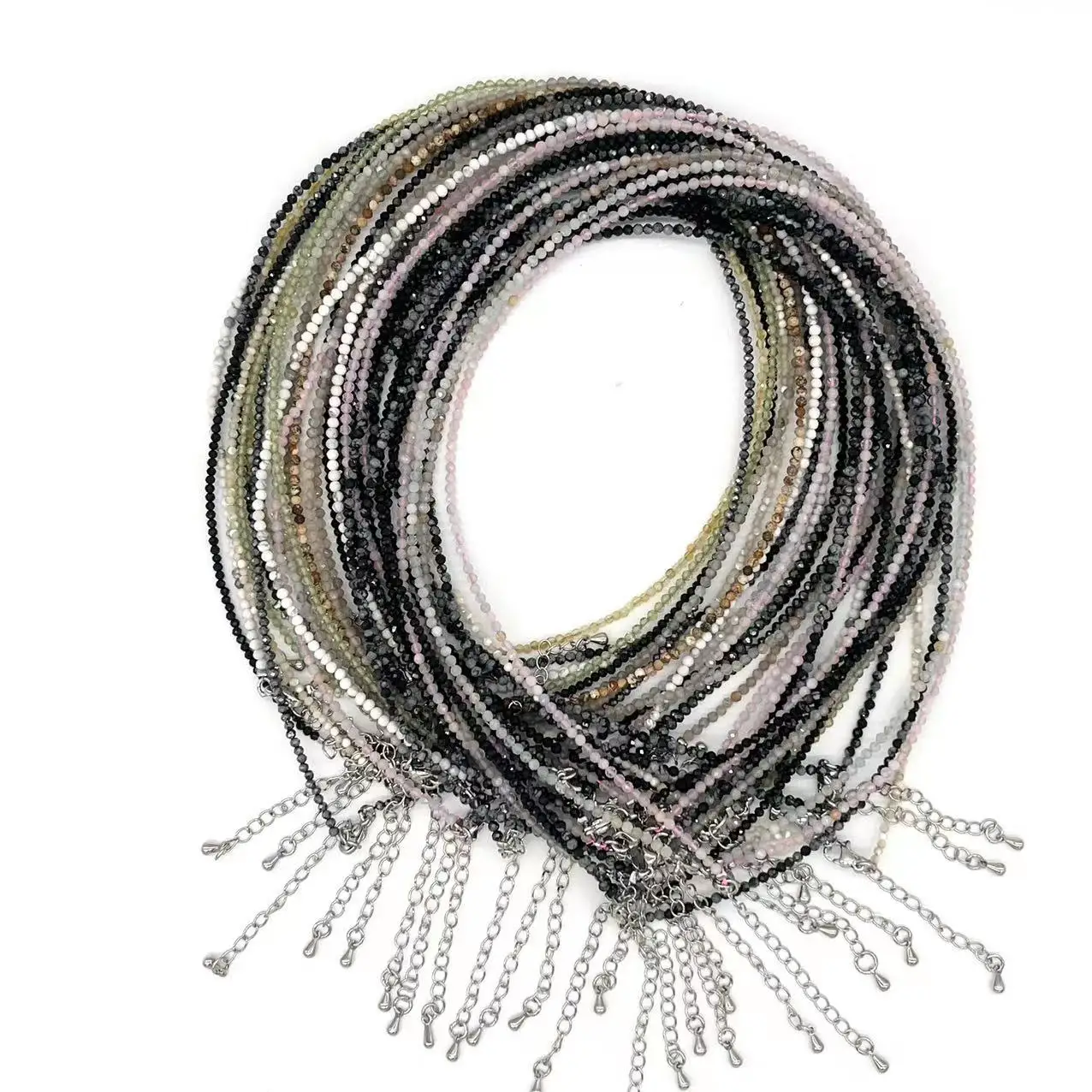 

Natural Stone Labradorite Jade Agate Fluorite Tourmaline Turquoise 2mm Charm Necklace Are Suitable For Men And Women Gifts