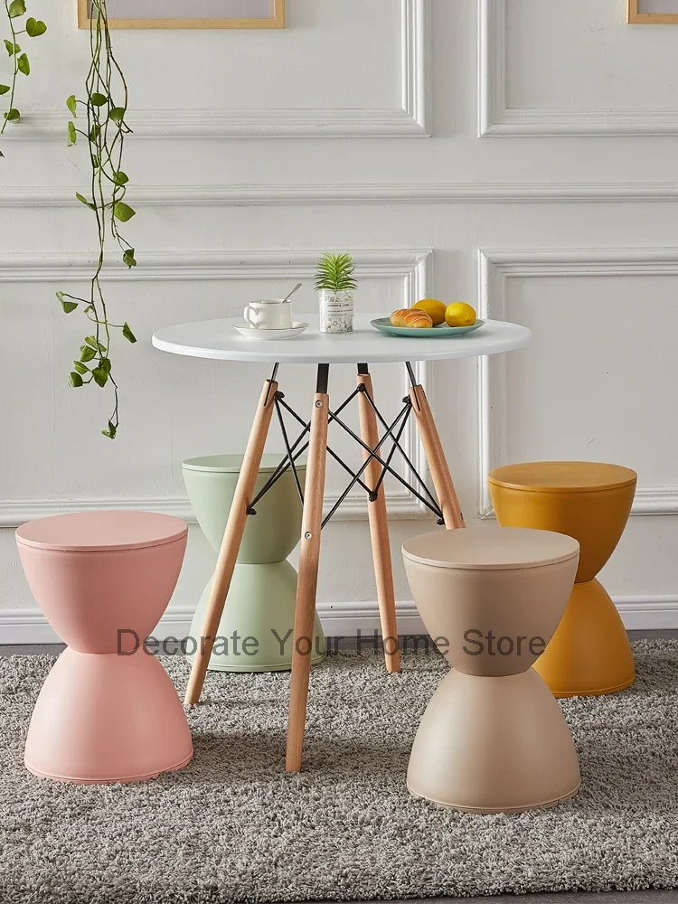 Скандинавский пластиковый круглый табурет песочные часы креативный для обуви