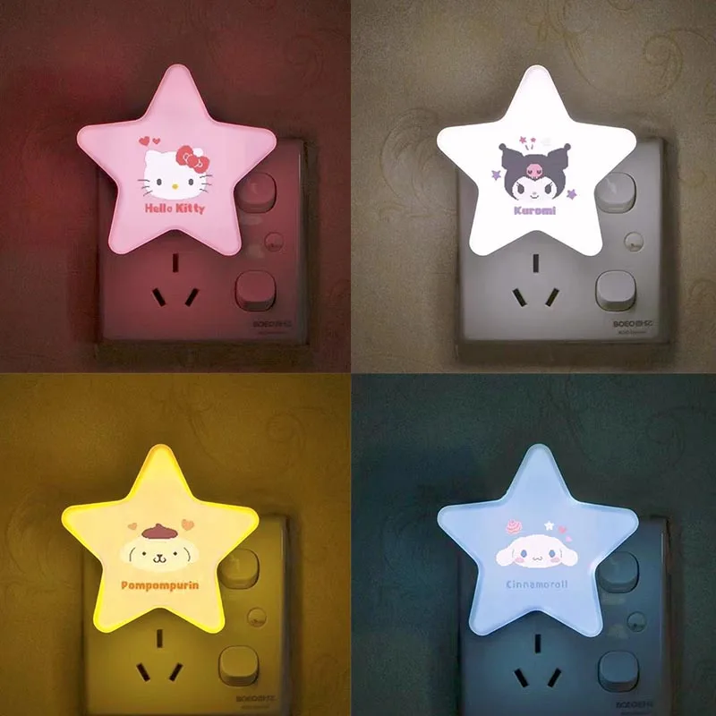 

Sanrio Night Light for Children Pochacco Cinnamoroll Hello Kitty Star Shaped Eye Protection Energy-saving Bedroom Night Light