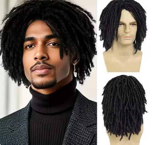 Синтетический короткий парик с дредами для мужчин Парики Rasta Faux Locs Афро Боб Ombre