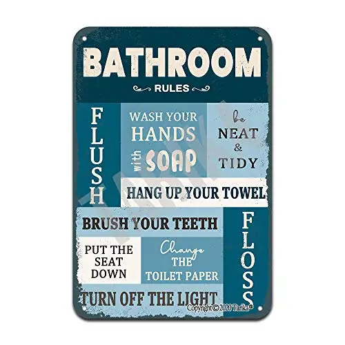 

Bathroom Rules Flush Wash Your Hands With Soap Be Neat And Tidy Retro Look Tin Decoration Poster Sign