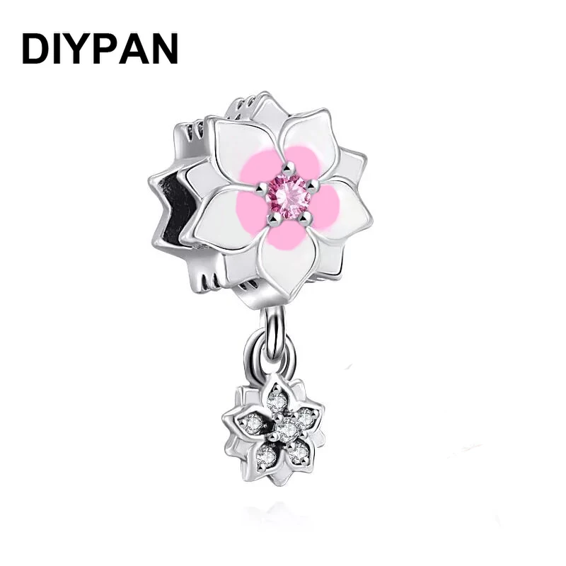 

Оригинальный Шарм-браслет Pandora, шармы-подвески с цветами, подвески для женщин, модные украшения «сделай сам», Berloque