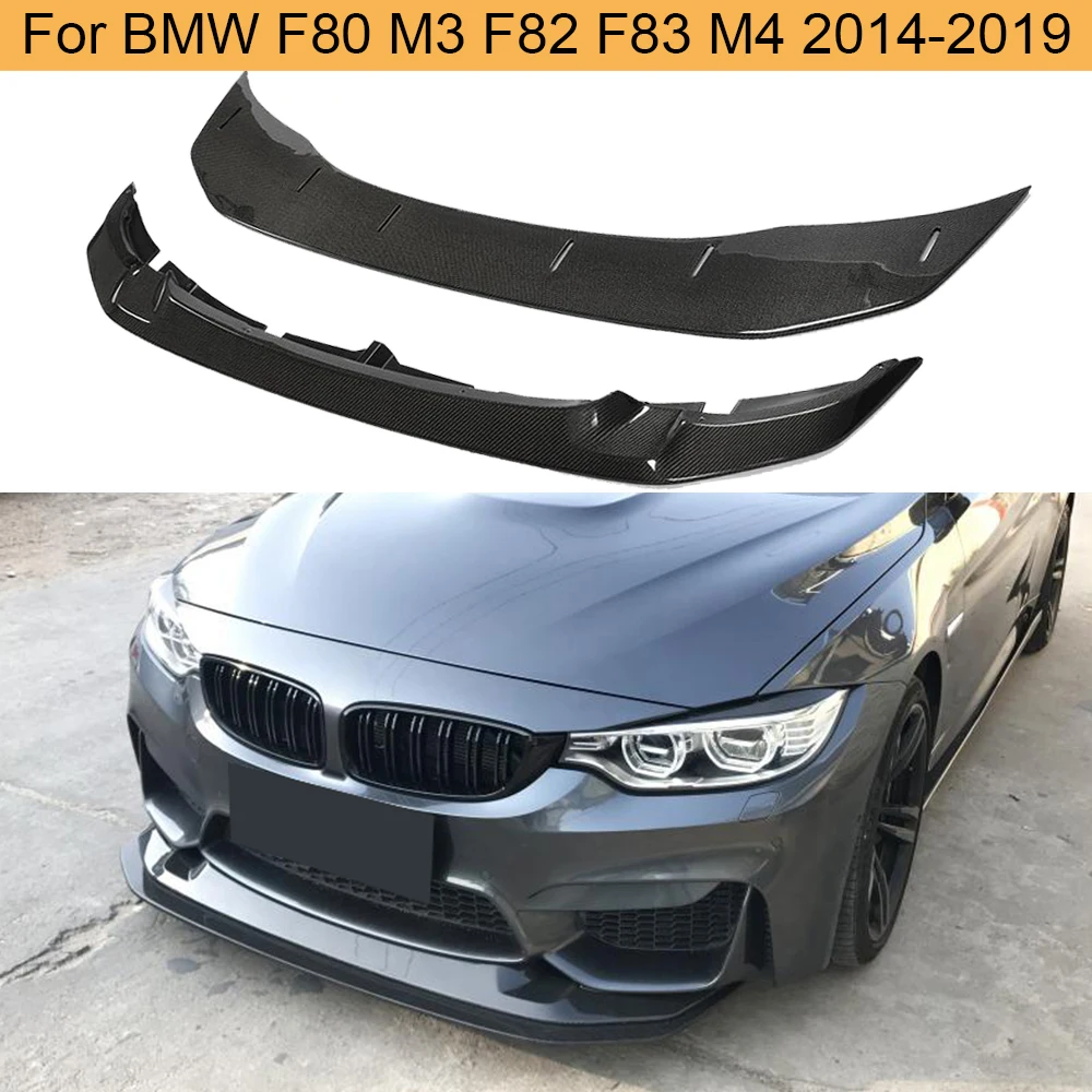 

Передний бампер для автомобиля, спойлер для BMW F80 M3 F82 F83 M4 2014-2019, передний спойлер для губ из углеродного волокна, передний спойлер, фартук для подбородка, 2 шт.