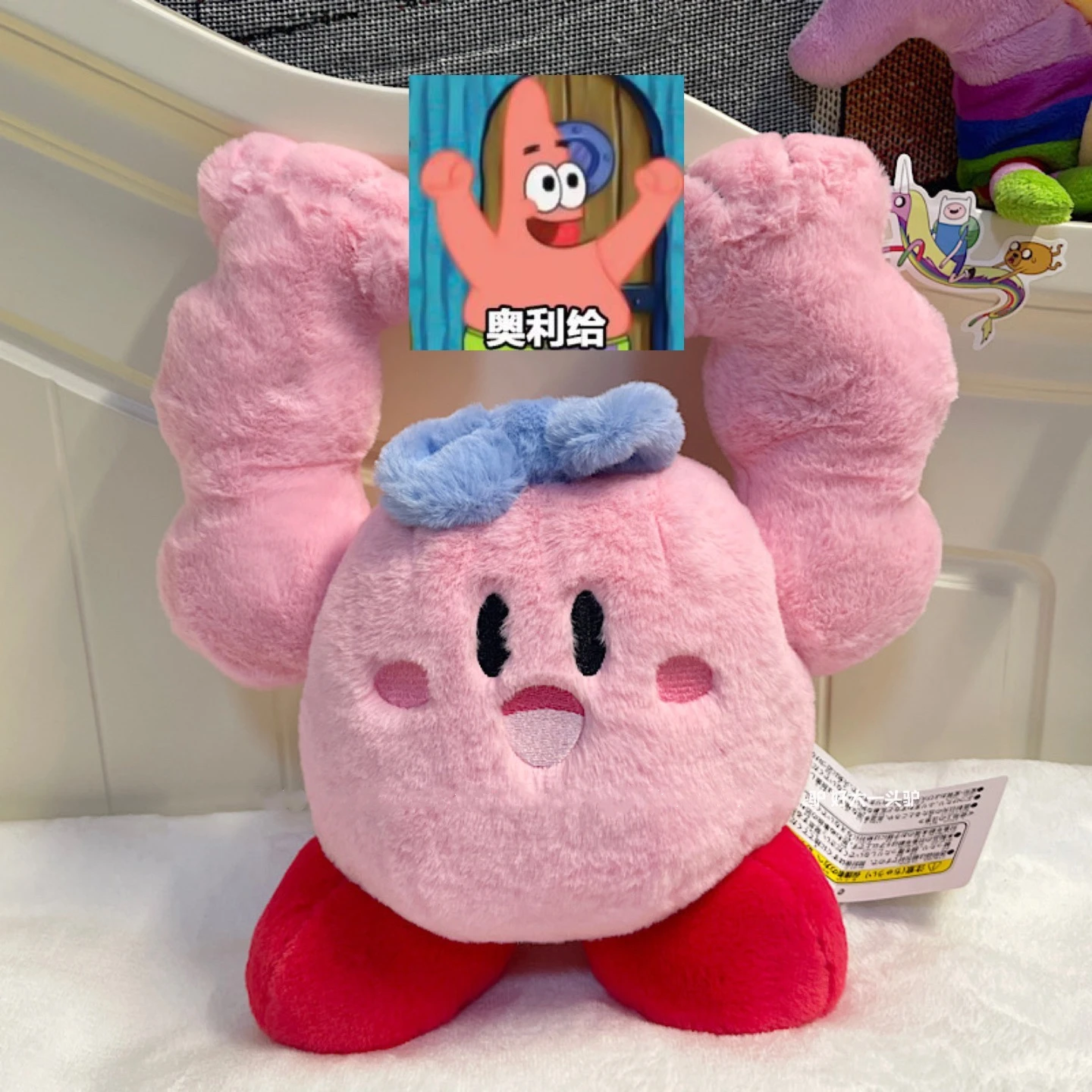 

Милая плюшевая кукла Kirby Kawaii, пушистая мягкая Набивная игрушка, подвижная рука, украшение для комнаты, домашний декор, подарок на день рожден...