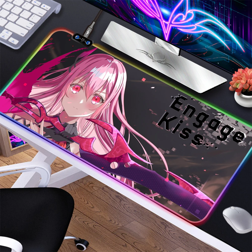 

Engage Kiss Mouse Pad Kawaii Gaming Accessories Keyboard Desk Mat Desktop Carpet Large Tapis De Souris PC Gamer RGB Mousepad
