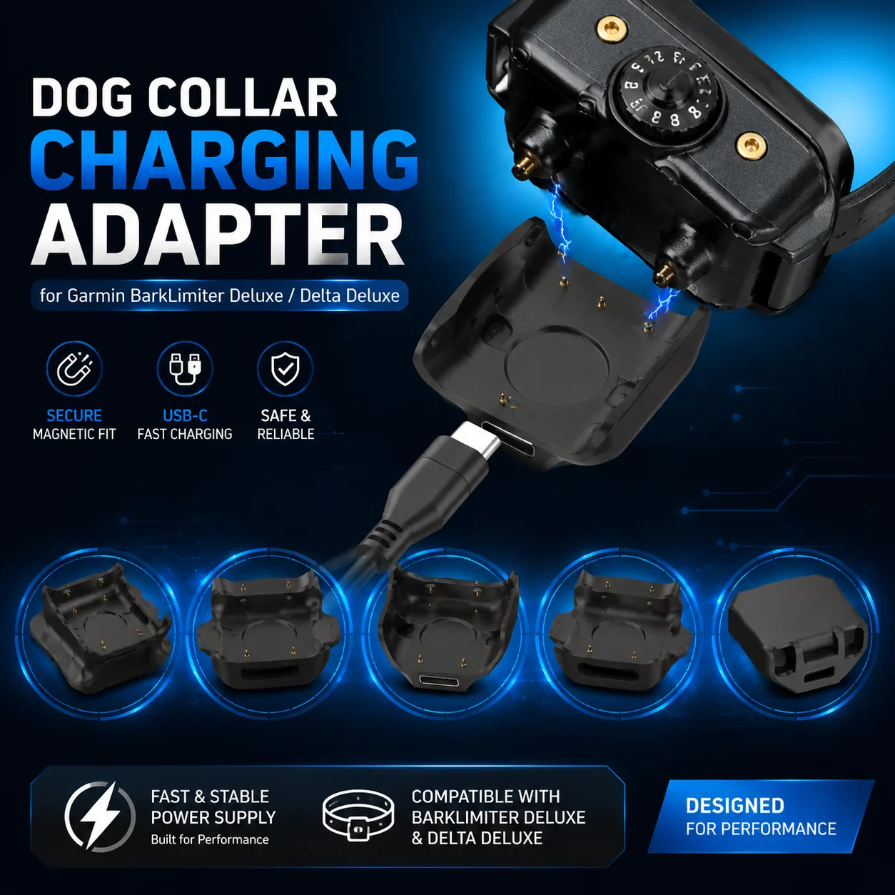 Фото Зарядная станция/адаптер для ошейников Garmin BarkLimiter Deluxe / Delta Deluxe для дрессировки собак, вход Type-C №1