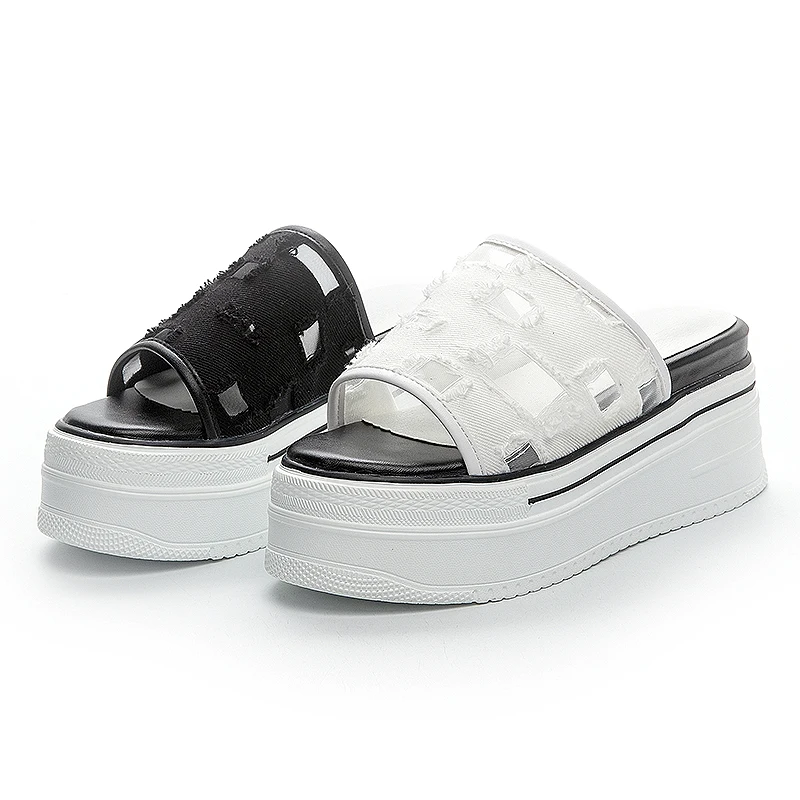 AIYUQI Slippers Women Outdoor Summer Hollow Breathable Slippers Women Casual fashion Korean High-heel Slippers Female