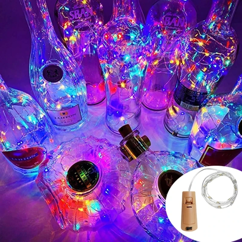 

10Pcs Wine Bottle Cork 1-3M String Lights Holiday Decoration Garland Wine Bottle Fairy Light Christmas Copper Wire String Lights