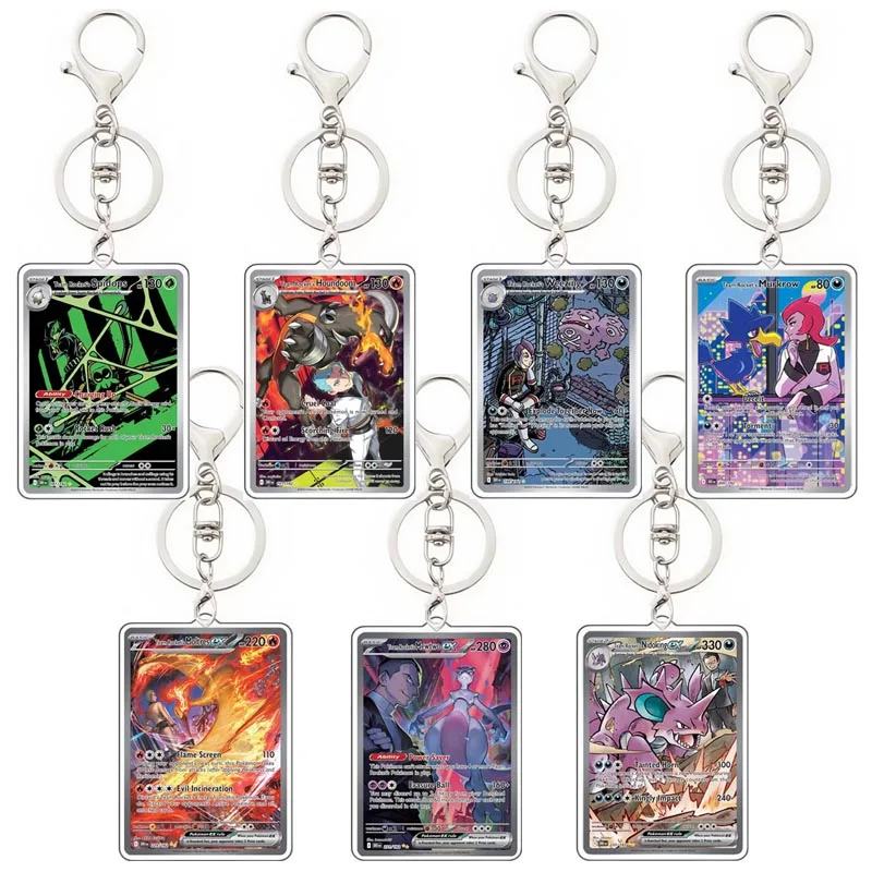 Фото Английская версия Pokemon Sv10 Glory of Team Rocket Sr Ar Sar акриловый брелок-карта Moltres Diy домашняя коллекционная подвеска-карта №1