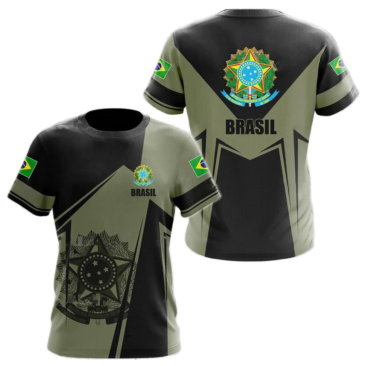 

Brasil Jersey Men's T-Shirts Brazilian Flag Printed O-Neck Short Sleeves Shirt 3D Custom Fashion Oversized Streetwear T-Shirt