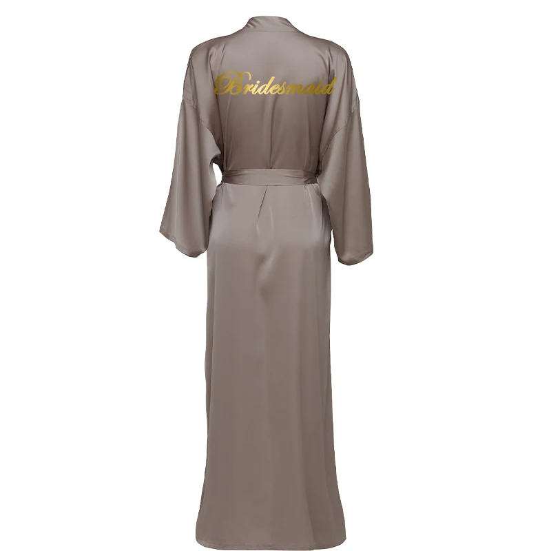2021 Satin Chiffon Robes Long Robes Long Sleeve Brown Bridesmaid Robes Bride Robe Women Wedding Bathrobe Bridal Robes