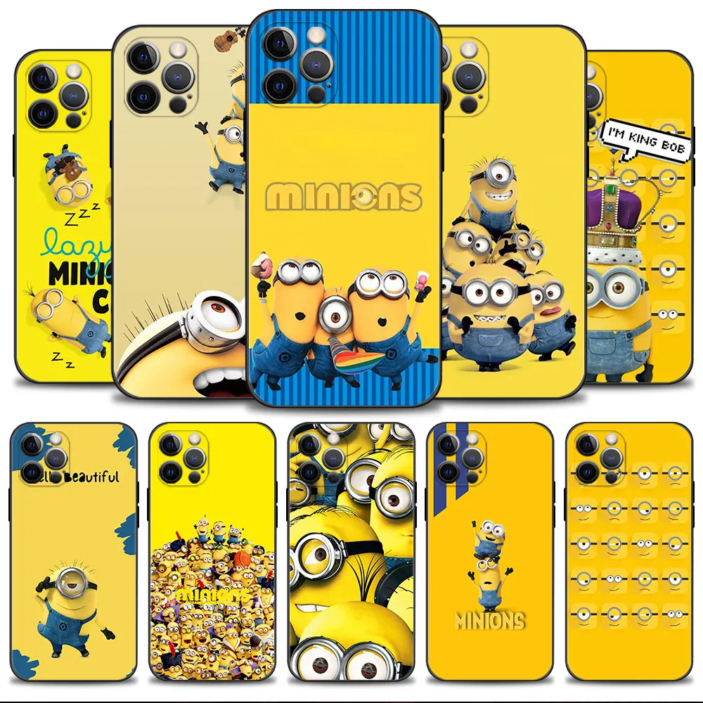 

Happy Minions Bob Stuart Kevin Phone Case For Apple iPhone 14 13 12 11 Pro Max 13 12 Mini XS Max XR X 7 8 6 6S Plus Cover Shell