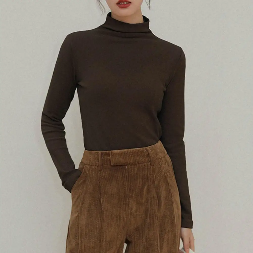 

Thermal Top Anti-pilling Bottoming Shirt Half High Collar Basic Solid Color Derong Lined Basic Tee Shirt Cold Resistant