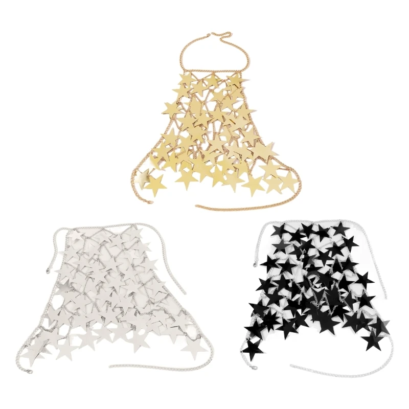 

Star Sequins Bra Halter Backless Crop Top Beach Party Chest Chains Jewelry Gift