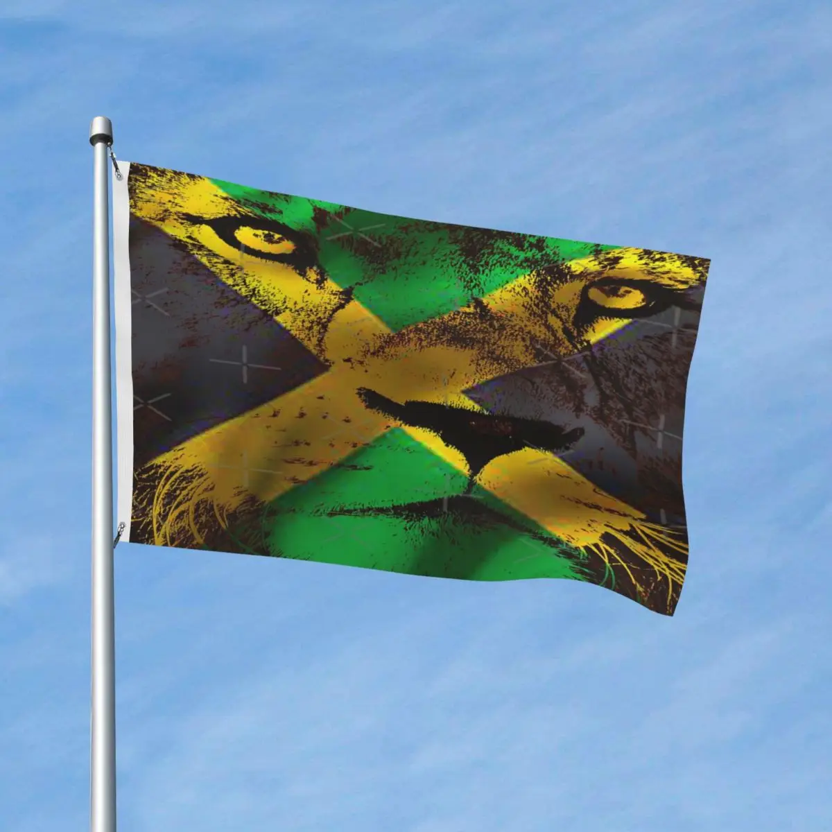 

Яркий японский флаг со львом