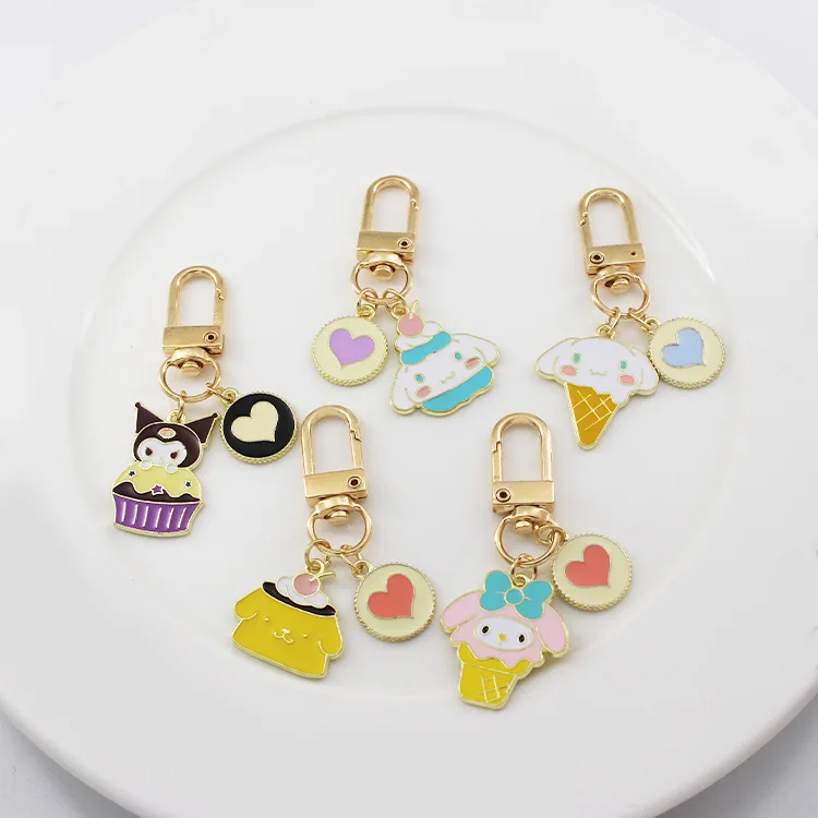 

Kawaii Sanrio Kuromi Cinnamoroll Dog Keychain Alloy Pendant Bag Accessories Anti-Lost Airpods Bag Accessories Hanging Chain