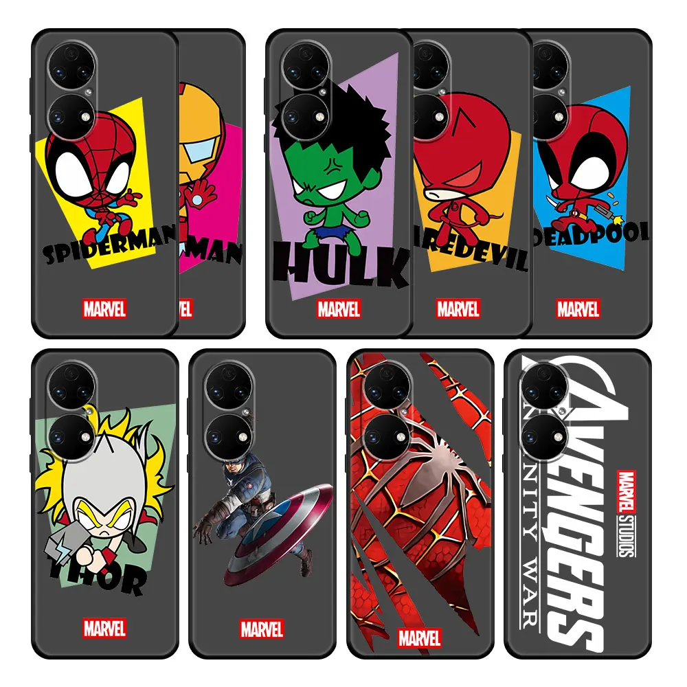 

TPU Case Funda for Huawei P30 9 SE P20 Pro P50 Nova 5T P40 Lite P Smart Z P50E Marvel Spiderman Ironman Thor Cell Capa Luxury
