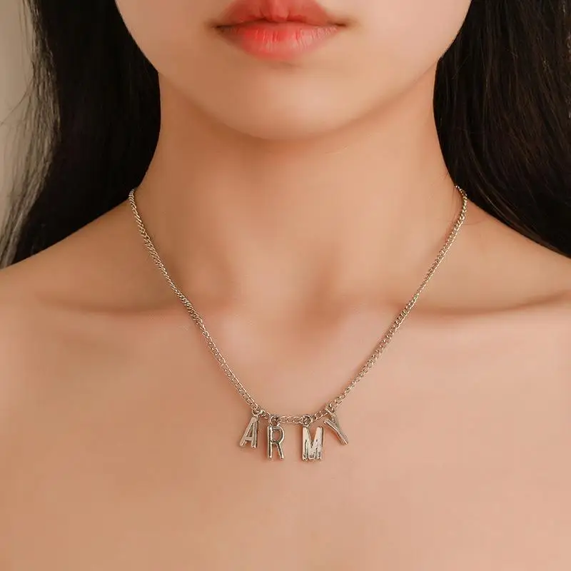 

Jewelry ARMY Letter Necklace for Women Alloy Letter Bangtan Boys Fans Choker Party Accessories Girl Hip Hop Gifts