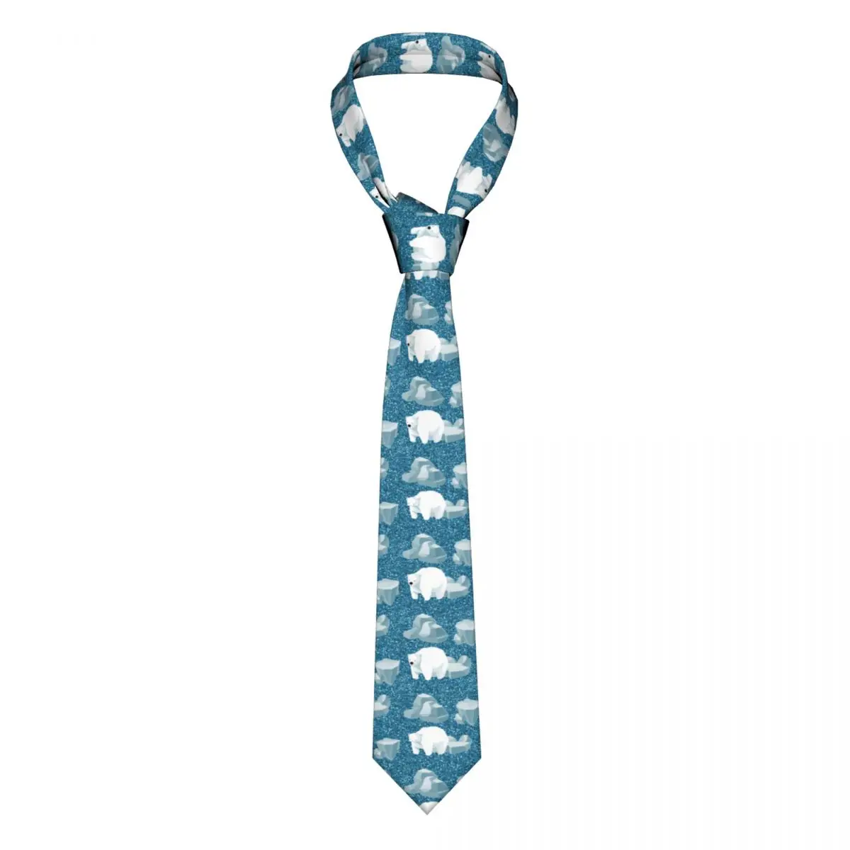 

Синий галстук в скандинавском стиле с изображением животного, милый белый и белый медведь, 8 см, галстук на шею с узором, подарок, формальный мужской галстук для рубашки
