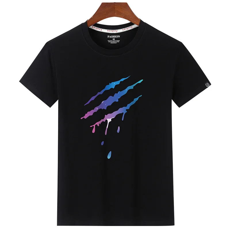 

8992 Men's T-Shirts Summer Short Sleeve t shirt men Simple creative design line cross Print cotton Brand shirts Men Top Tees