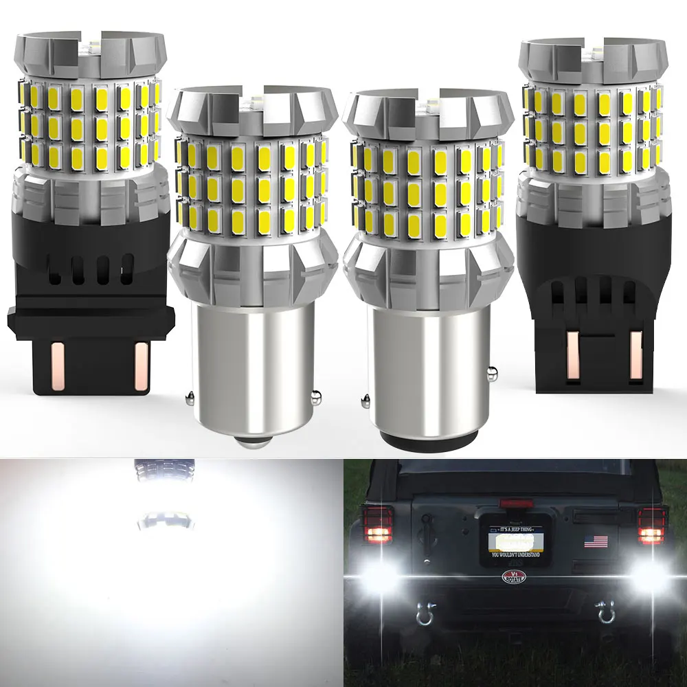 

BMTxms 2Pcs P21W 1156 BA15S BAY15D W21/5W T20 7443 LED Bulb Canbus No Error 3157 P21/5W T25 6000K White Car Reverse Light DRL