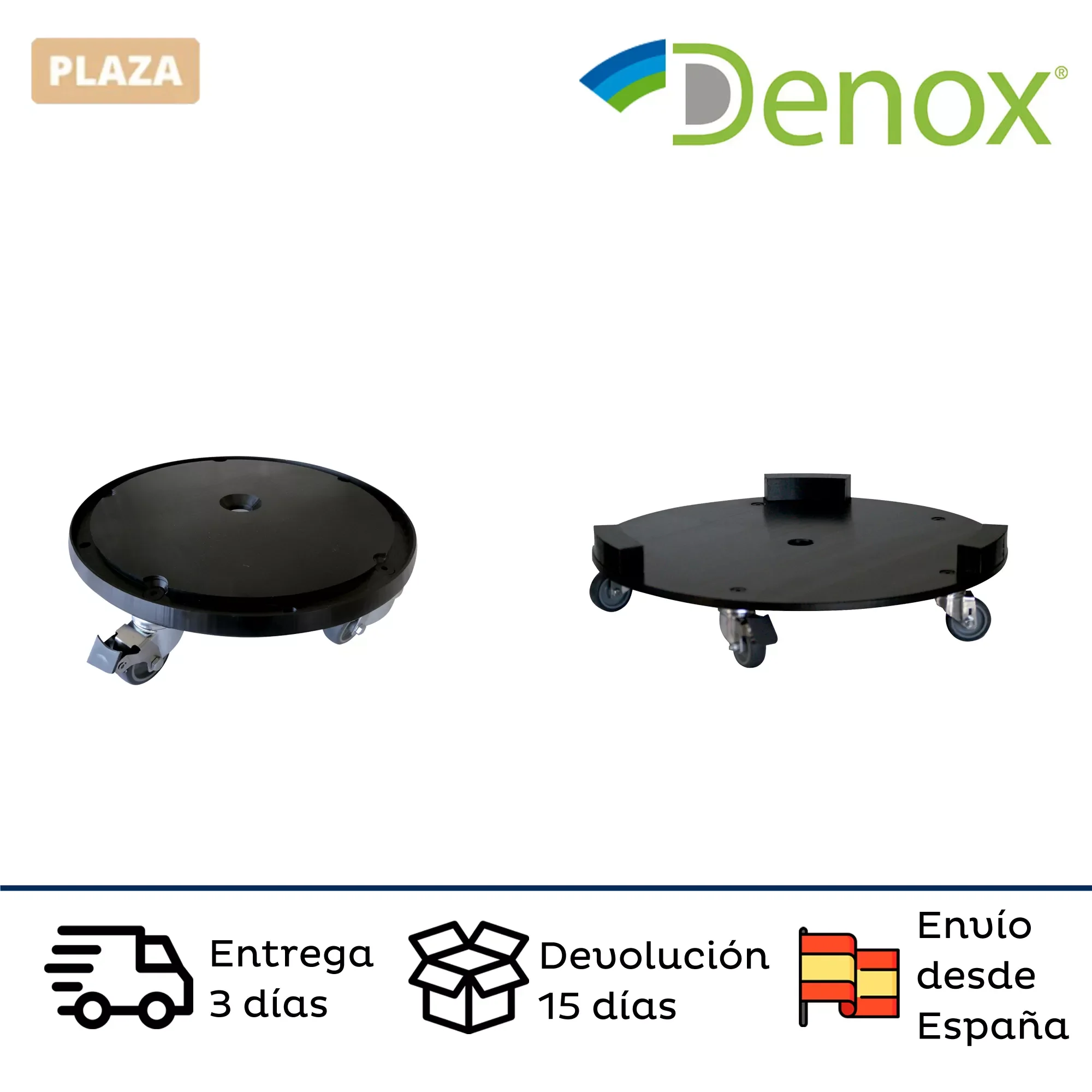 

Base with hub wheels, black color, made of plastic.