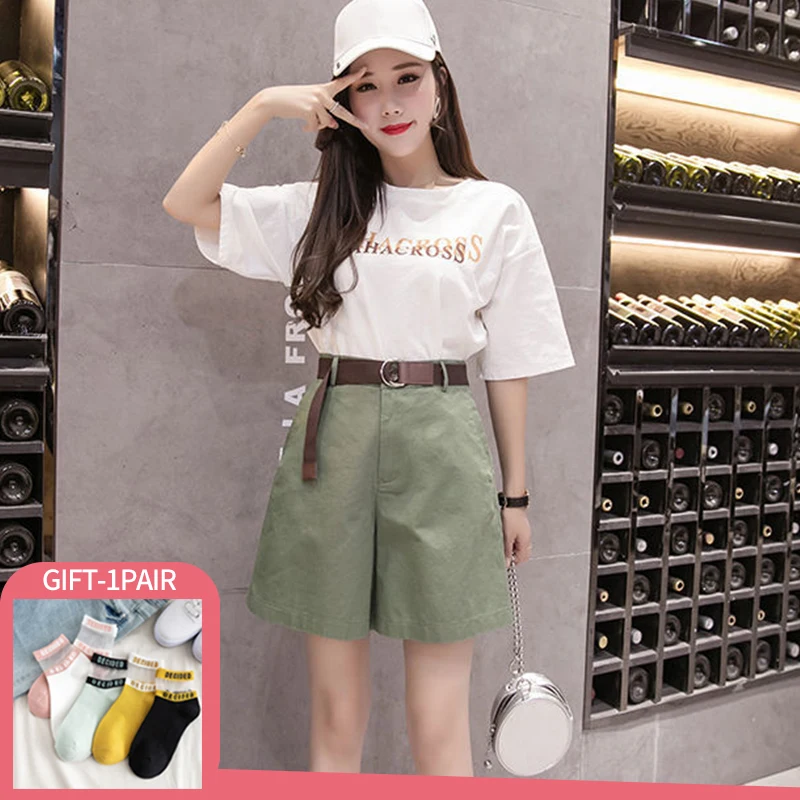

S-3XL Shorts Women Summer All-match Solid Color Casual Shorts High Waist Slim Cotton Short Oversized Fashion Femme Clothing