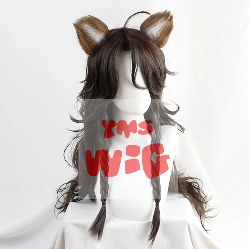 Новый Twisted-Wonderland Leona Kingscholar парик для косплея с ушками длинная черная коричневая
