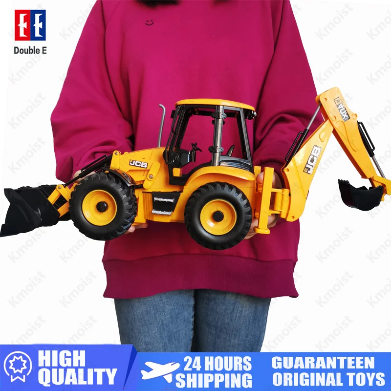 DOUBLE E E589 1:20 RC Backhoe Loader Excavator Remote Control Car Engineering Vehicle Truck Model Bulldozer Trailer Toy for Boys