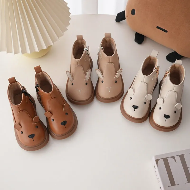 

Children Boots Girl's Cute Animal Fashion Cotton Boots Soft Sole Non-slip Ankel High Chelsea Boots Size 21-30