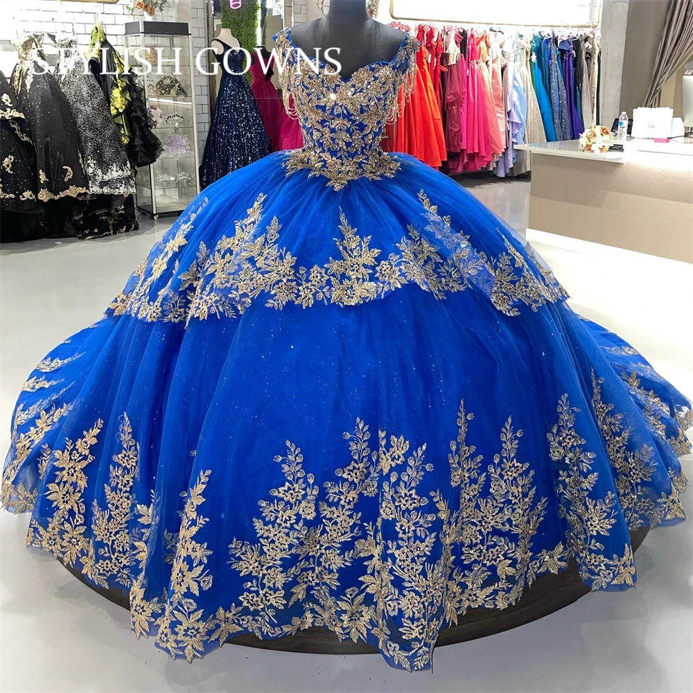 

Princess Royal Blue Sweetheart Ball Gown Quinceanera Dress Appliques Birthday Party Gown Tassel Prom Dresses Vestido De 15