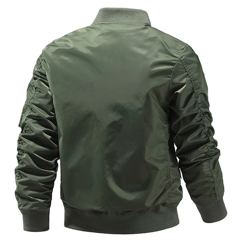 Куртка-бомбер мужская однотонная винтажная уличная одежда в стиле хип-хоп пилот
