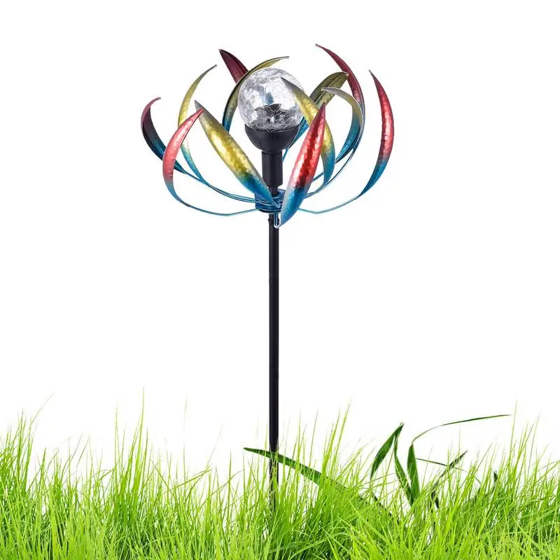 Metal Wind Spinner Outdoor Garden Solar Wind Spinner Wrought Iron Windmill Gardening Plug-in Wind Spinners For Garden Lawn