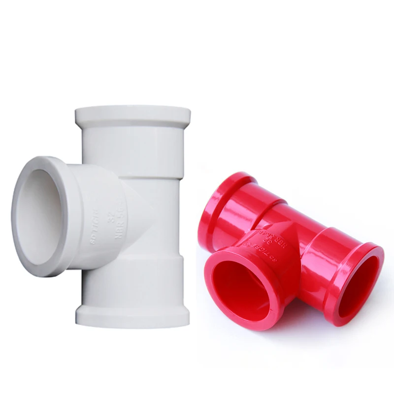ID 20/25/32/40/50/63 мм утолщенный белый/красный Т-образный 3-ходовой соединитель фитинги