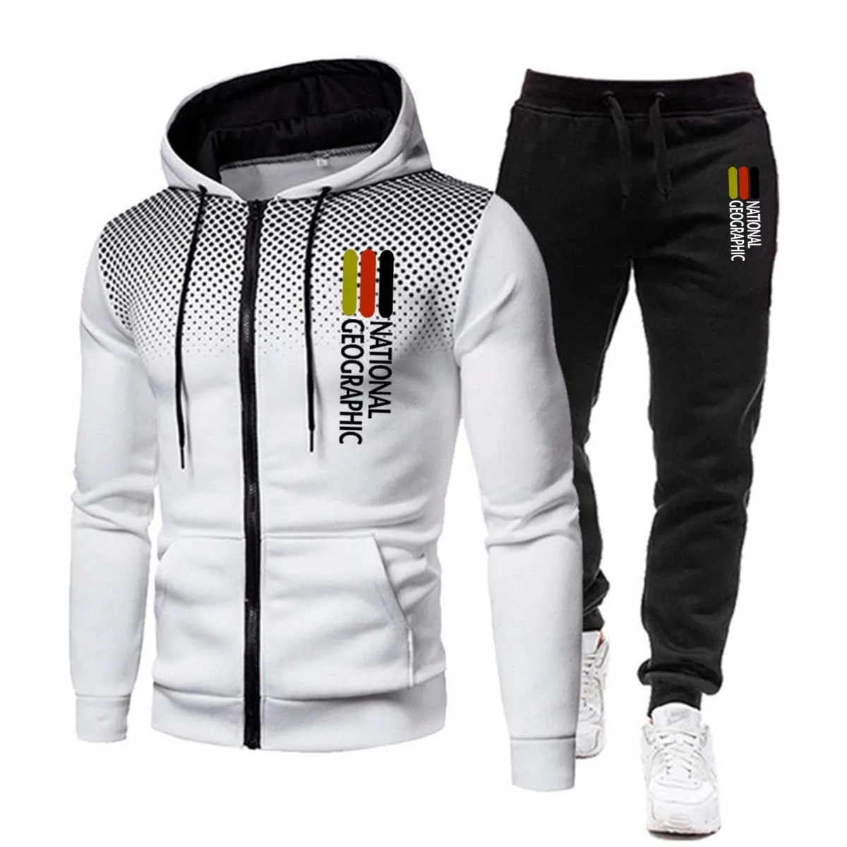 

New Winter Men's Clothing Men Sets Printing Hoodie Set Fleece Zipper Sweatshirt Casual Sport Sweatpants Mens Tracksuits 2021