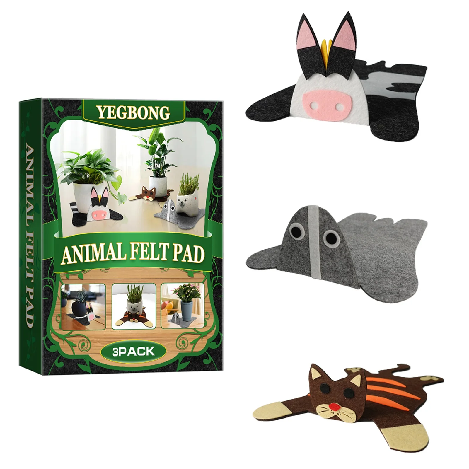 

Felt Cup Coasters Cartoon Animal Dining Mat Absorbent Flower Pot Mat Office Table Decorations For Flowerpots Drinks Cow And Cat