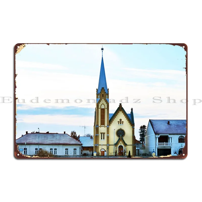 

Lugoj Protestant Church Metal Plaque Poster Bar Club Kitchen Create Vintage Tin Sign Poster