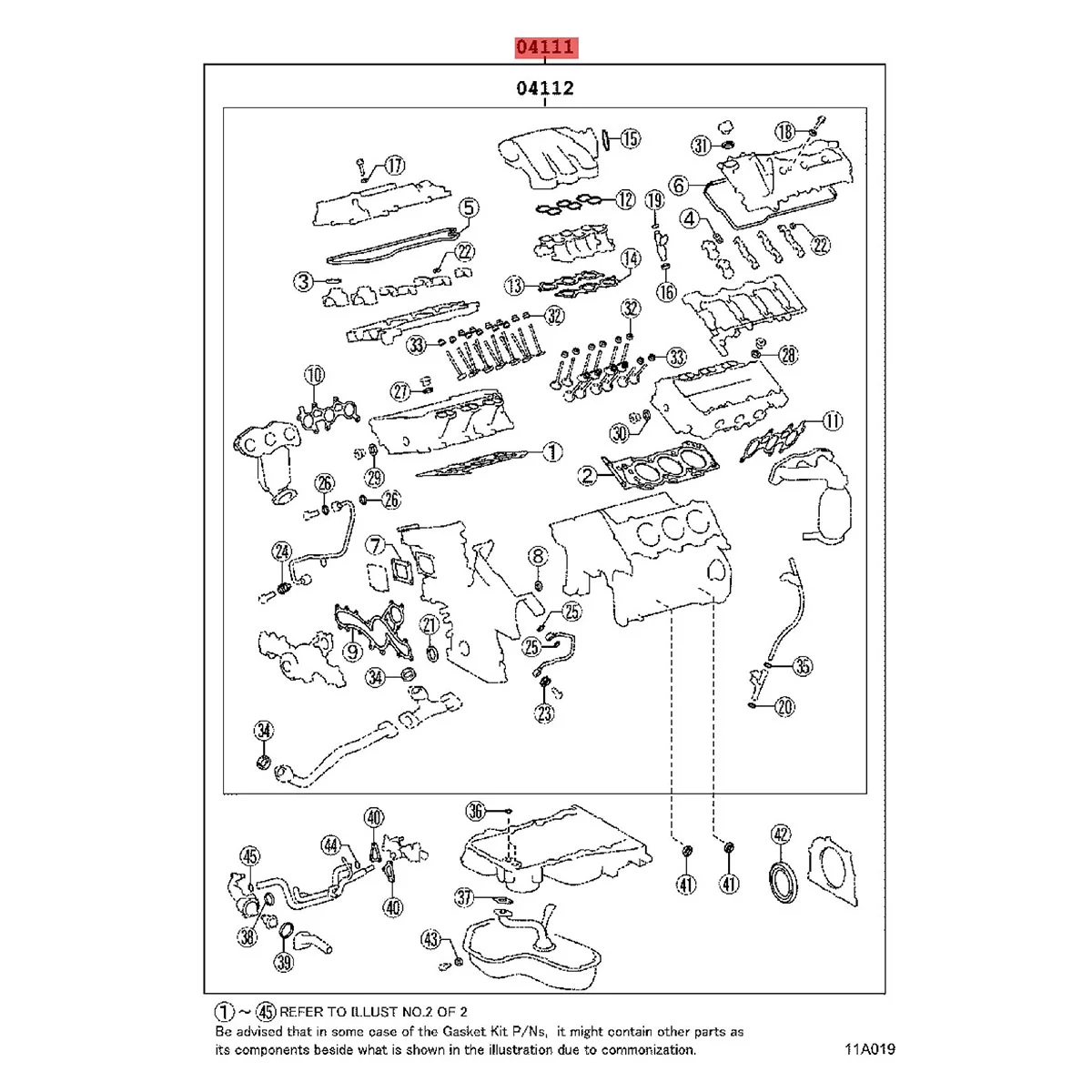 

04111-36040 Engine Full Gasket Set for Venza Sienna RX 2.7L 2008-2016 Cylinder Head Repair