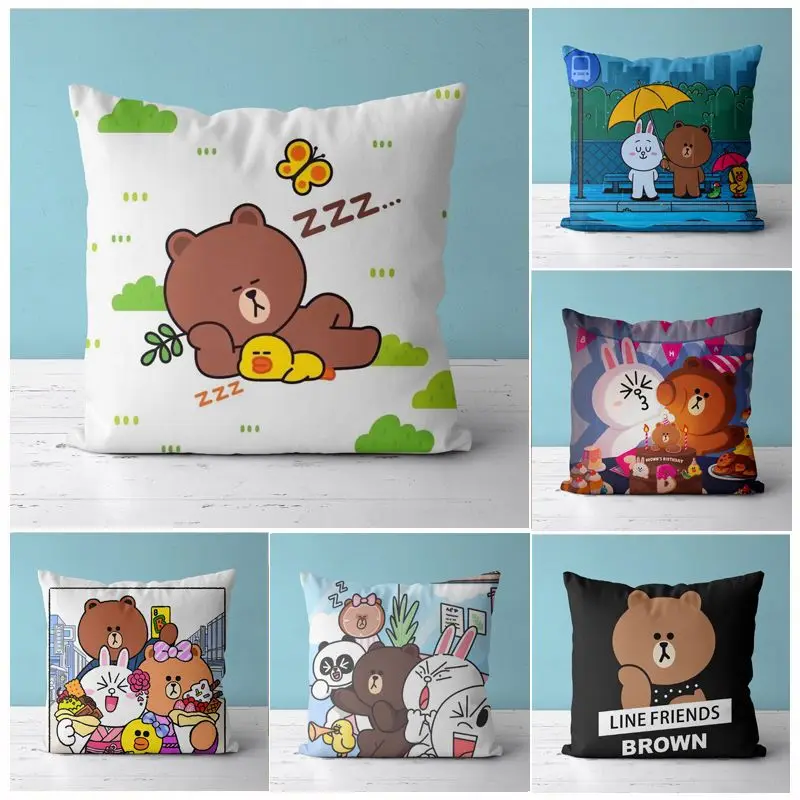 

Подушка Аниме Line Friends размером 40 см, милая коричневая домашняя детская подушка для сна в спальню