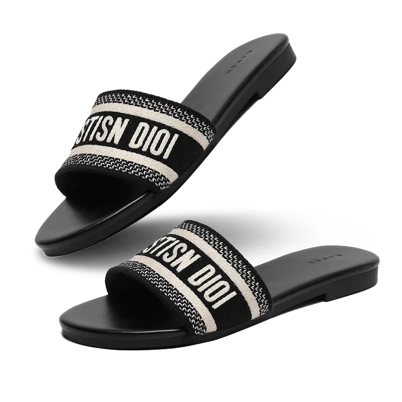 

Women Classic Designer Brand Slippers Harajuku Embroidered Sandals Slip on Flats Women Slipper Snug Shoes Comfortable Slides