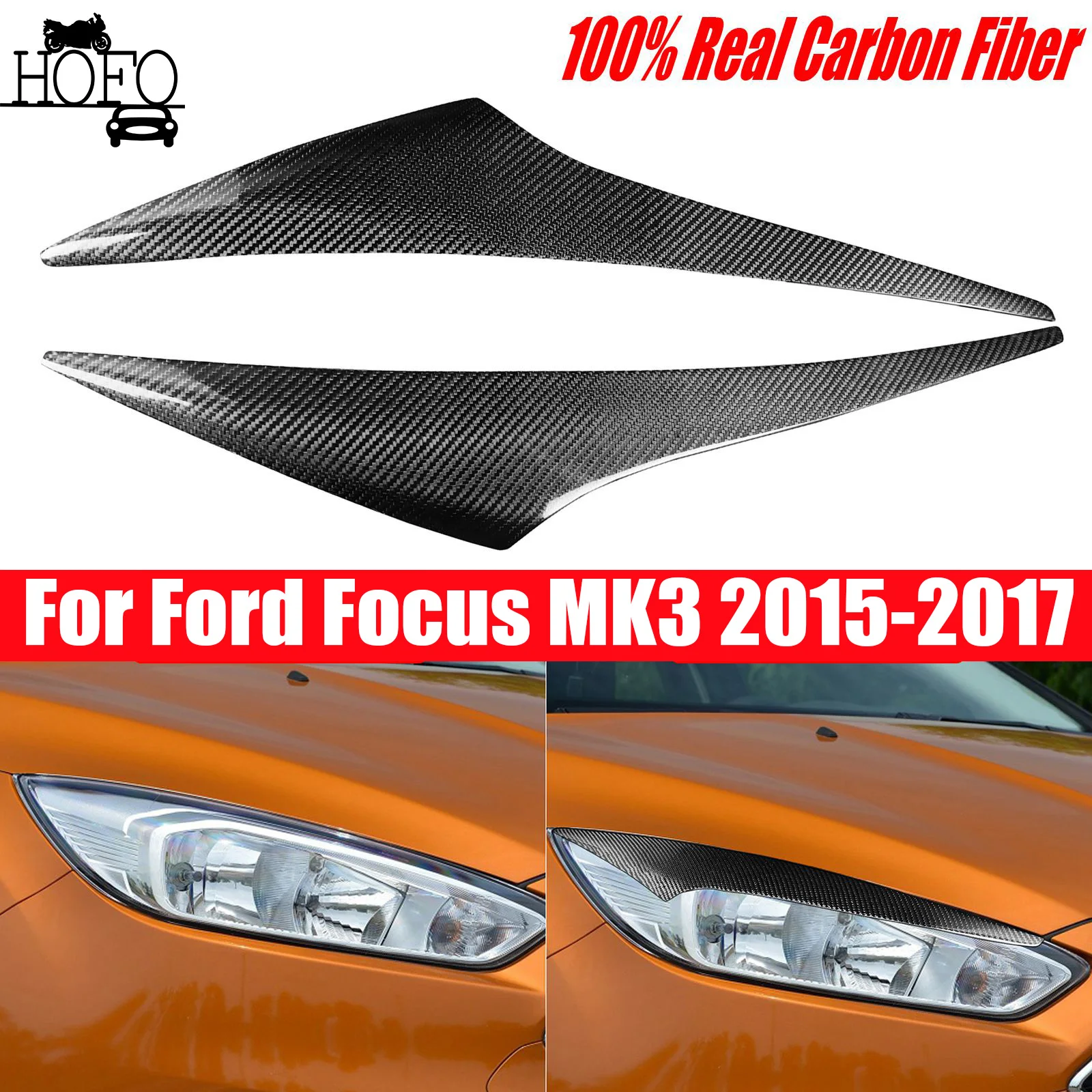 

Накладка на фару из углеродного волокна для бровей и век для Ford Focus MK3 2015-2017 2016