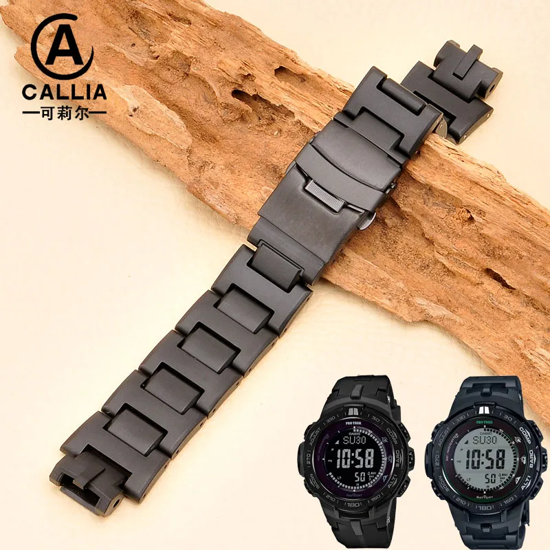 

Suitable for Casio plastic steel watch band mountaineering male PRW30031006006100 special steel band convex chain accessories