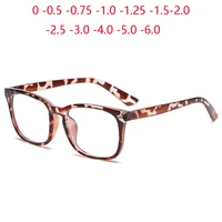 leopard frame square myopia spectacles with prescription tr90 blue light proof women men nearsighted glasses 0 0 5 0 75 to 6